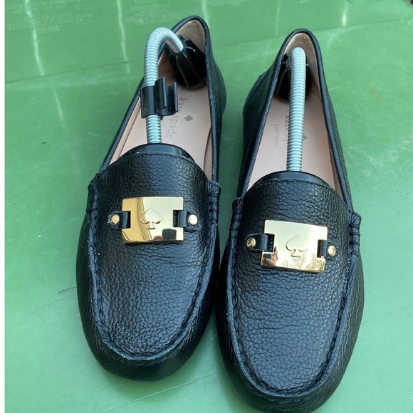 Kate Spade Carmen New York Black Leather Gold Logo Driving Loafers Women's 7.5 - Picture 8 of 8